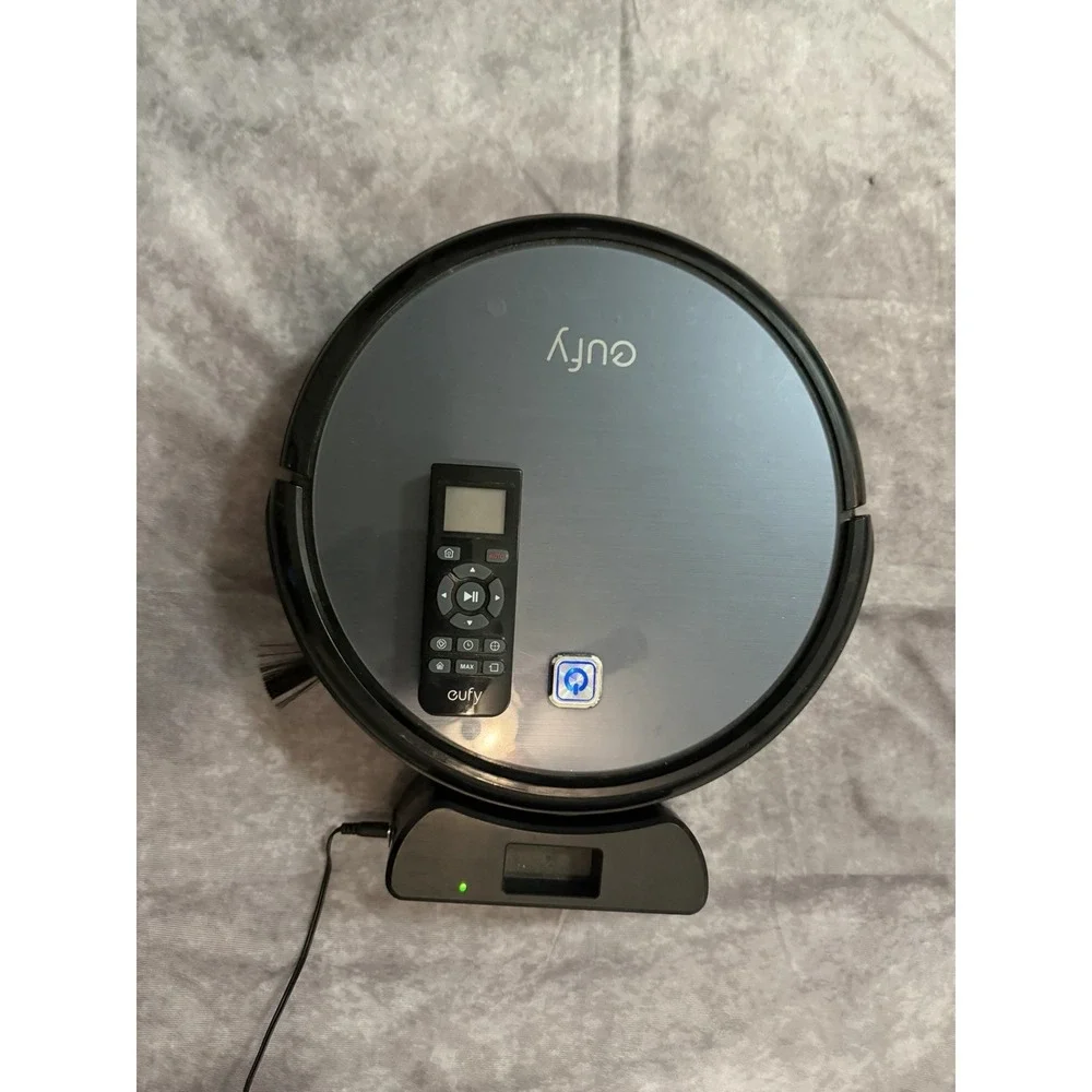 eufy Robotic Bagless Cordless Vacuum, Remote Control, Dock & Adapter, Gray/Black